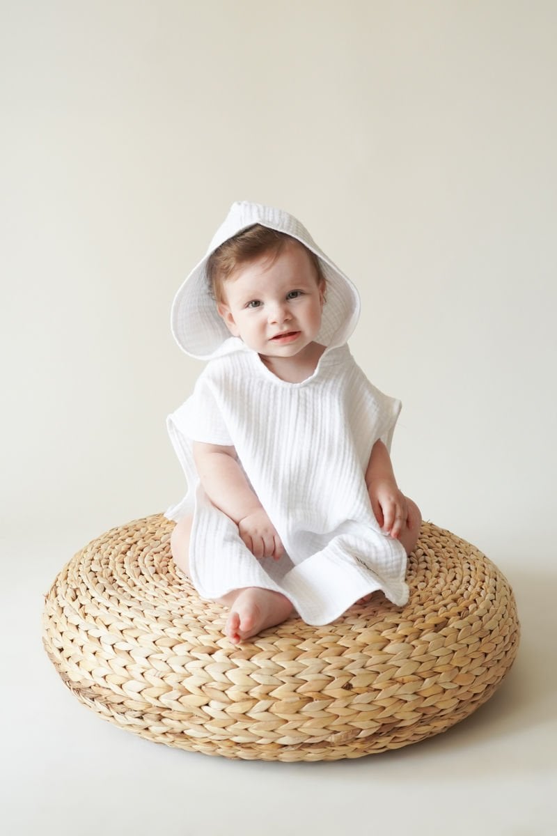 Organik 4 Katlı Müslin Panço Beyaz