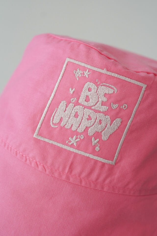Poplin Bucket Şapka Nakışlı Pembe