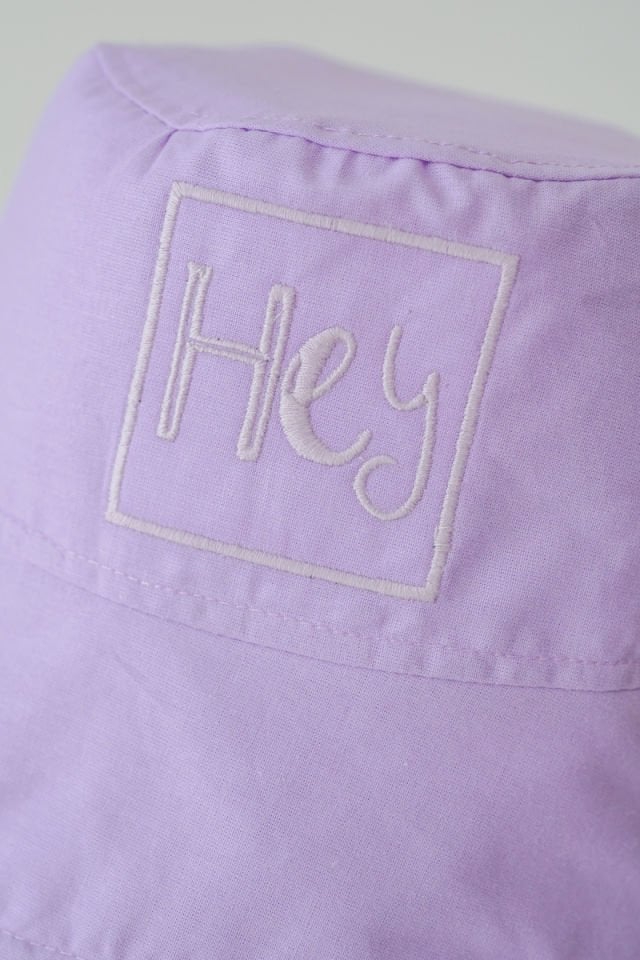 Poplin Bucket Şapka Nakışlı Mor