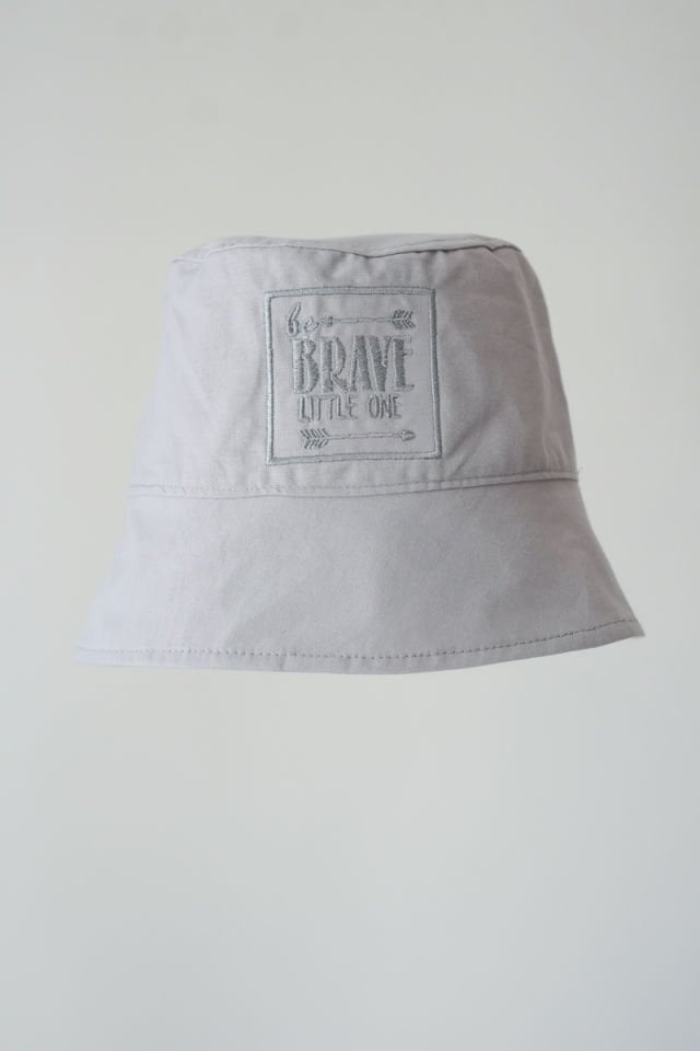 Poplin Bucket Şapka Nakışlı Gri