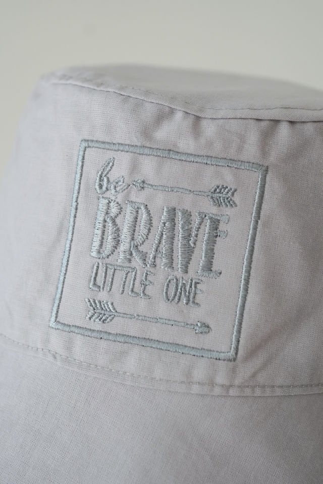 Poplin Bucket Şapka Nakışlı Gri