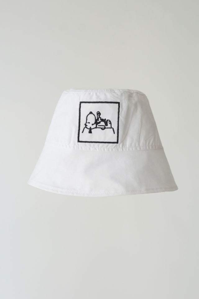 Poplin Bucket Şapka Nakışlı Beyaz