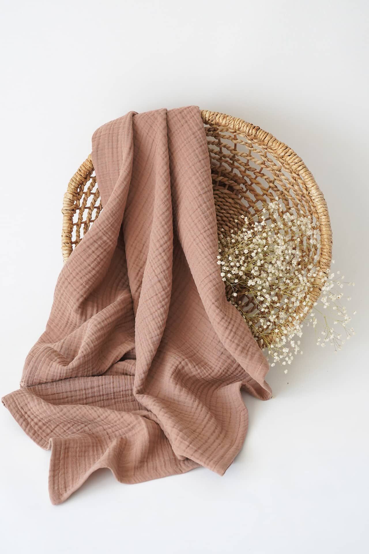 Organik 4 Katlı Cappuccino Müslin Battaniye