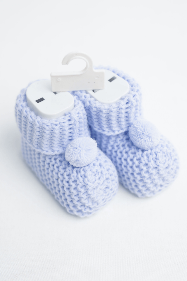 Ponponlu Bebek Patiği Mavi