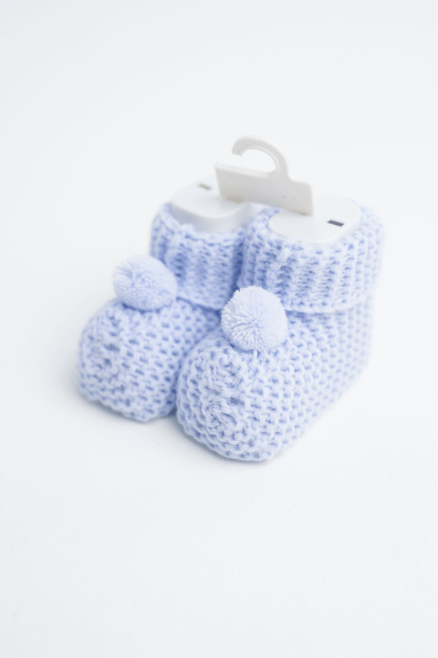 Ponponlu Bebek Patiği Mavi