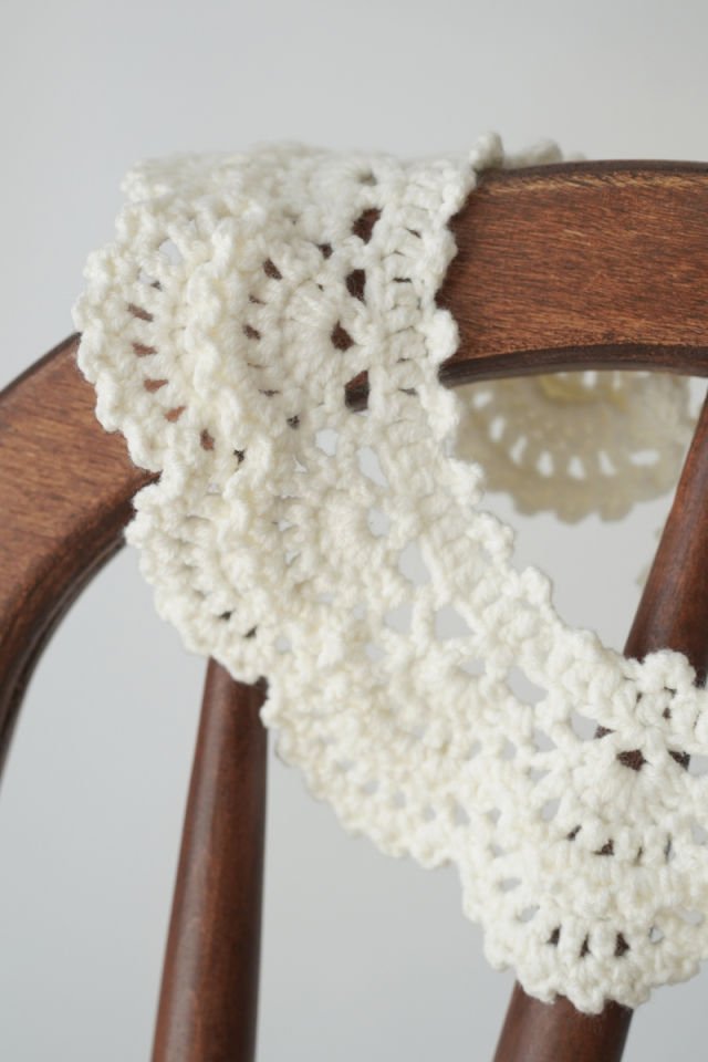 Ekru Vintage Örgü Yakalık Çift Katlı