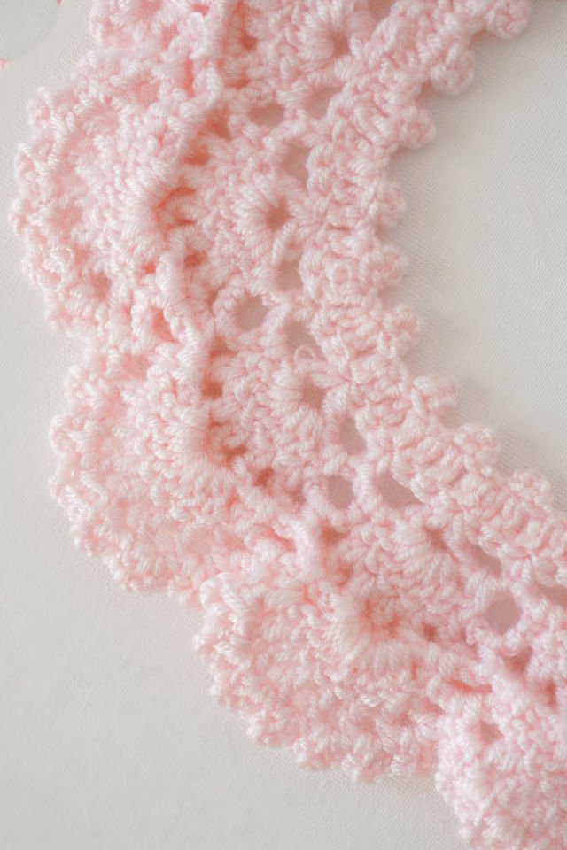 Pembe Vintage Örgü Yakalık Çif Katlı