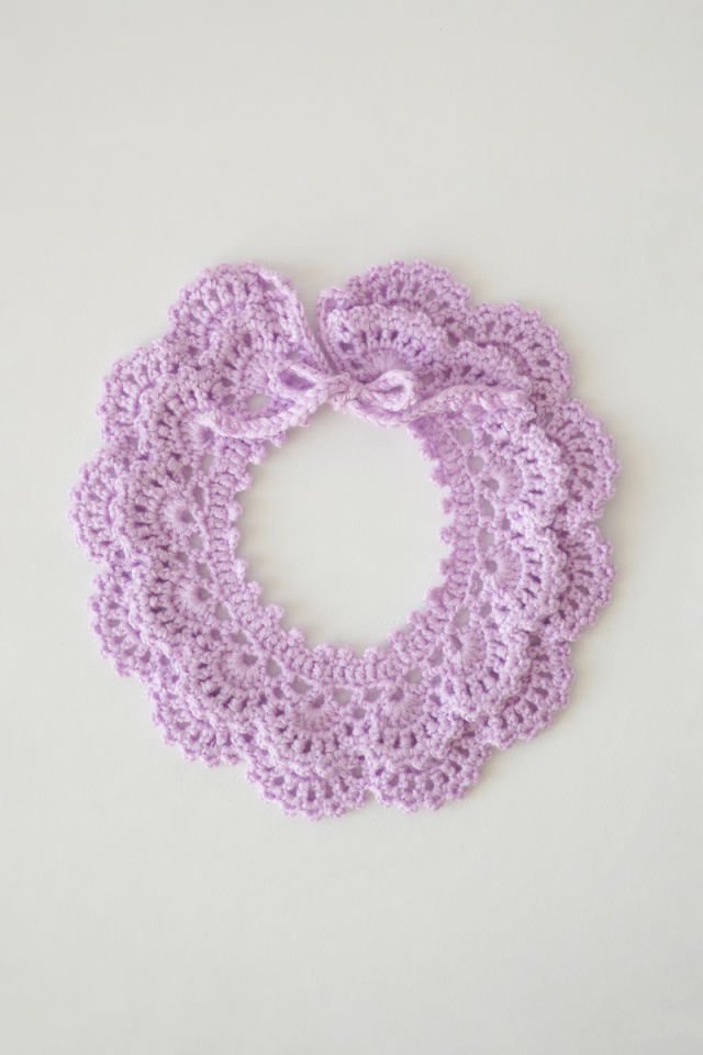 Lila Vintage Örgü Yakalık Çift Katlı