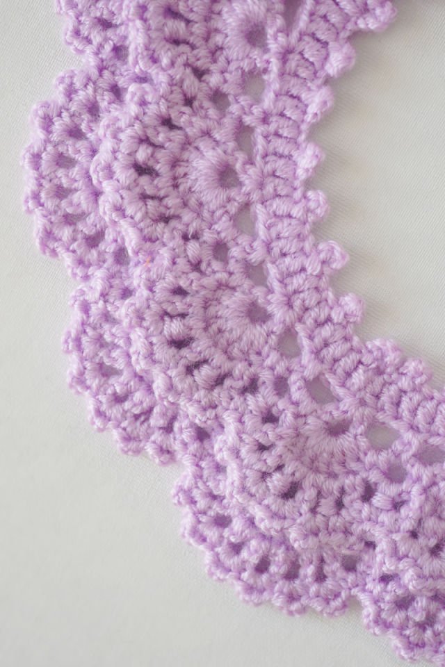 Lila Vintage Örgü Yakalık Çift Katlı