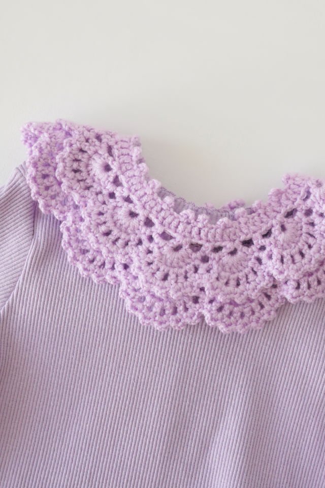 Lila Vintage Örgü Yakalık Çift Katlı