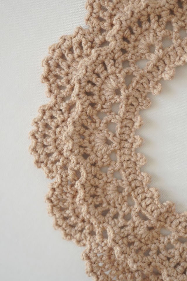 Cappucino Vintage Örgü Yakalık Çift Katlı