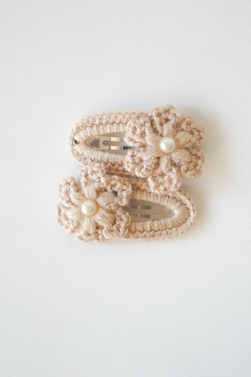 İncili Cappucino Örgü Toka