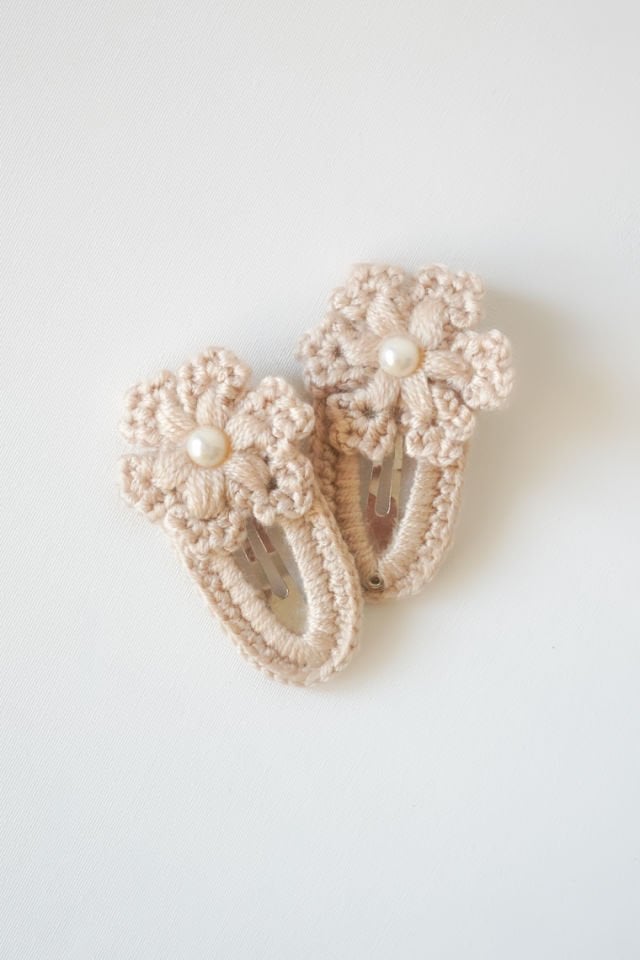 İncili Cappucino Örgü Toka