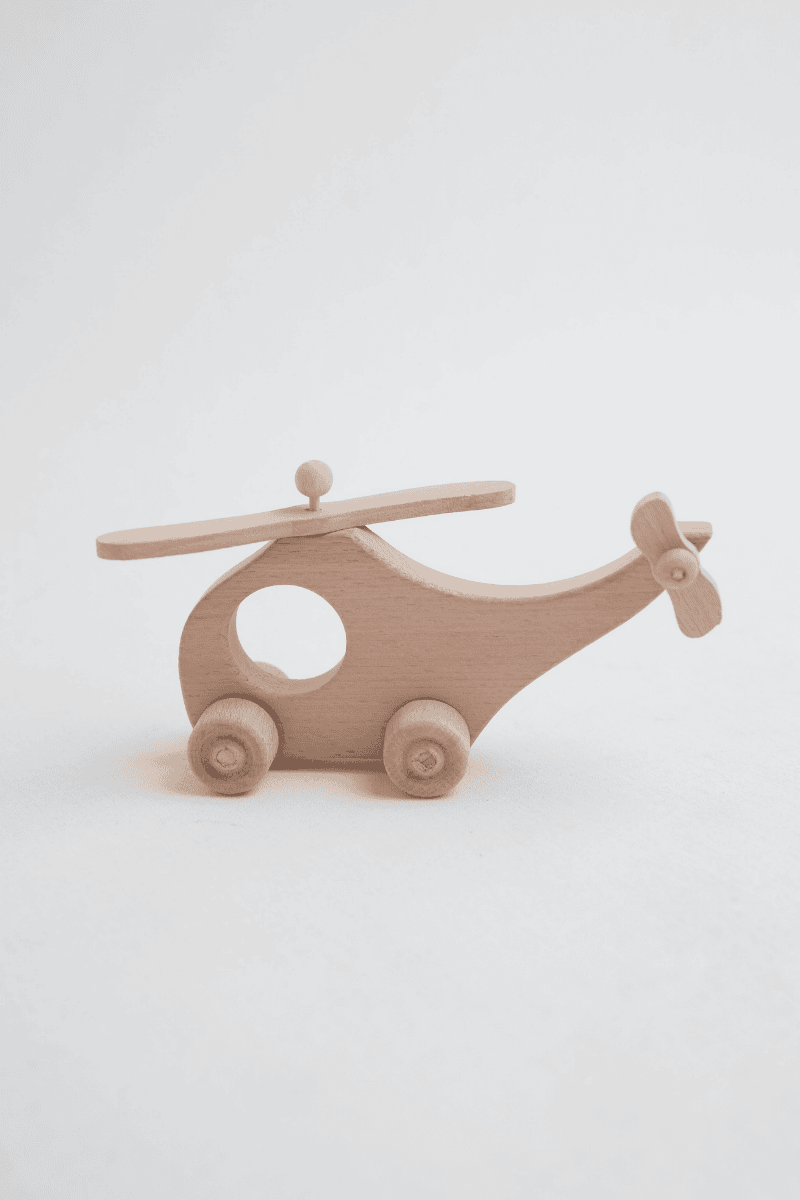 Doğal Ahşap Helikopter Oyuncak