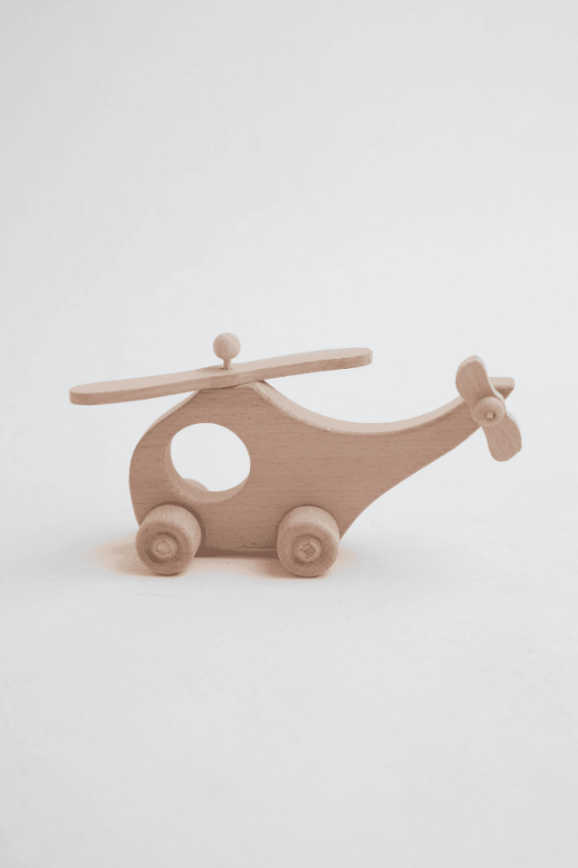 Doğal Ahşap Helikopter Oyuncak