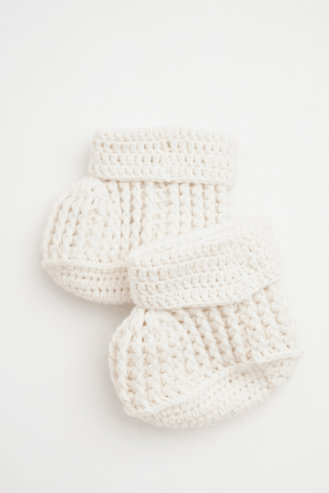 Organik İplik Bebek Patiği Ekru