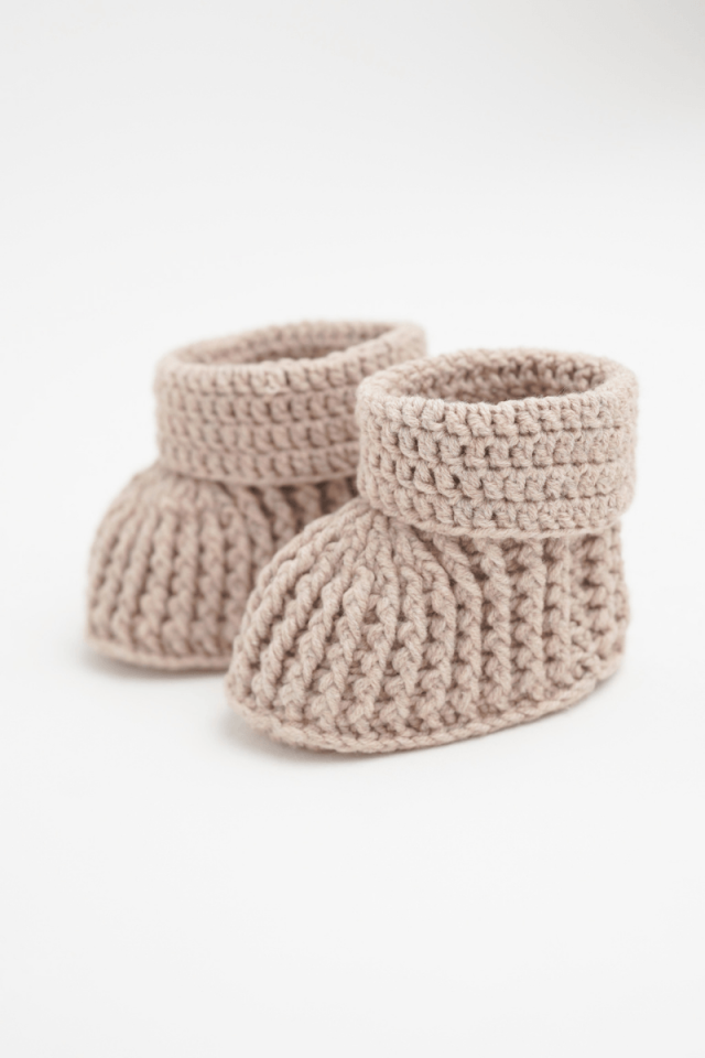 Organik İplik Bebek Patiği Taş Rengi