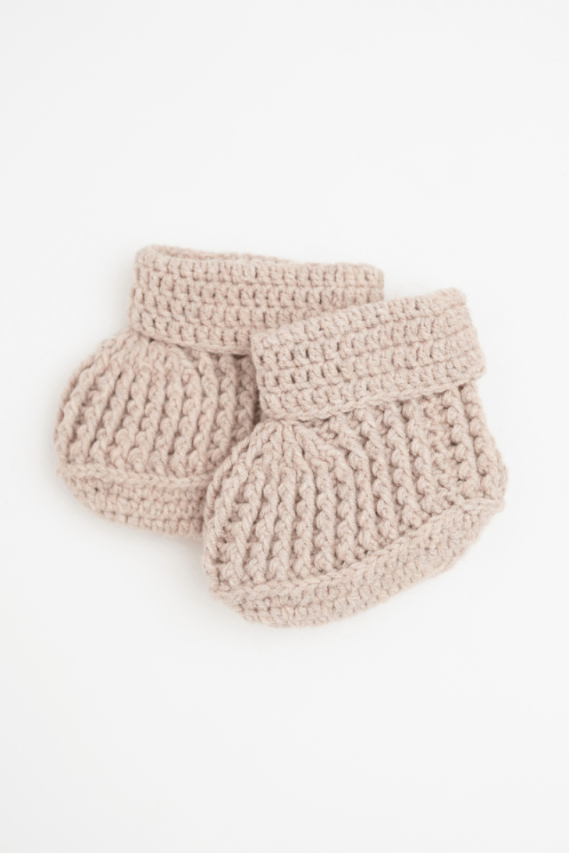 Organik İplik Bebek Patiği Taş Rengi