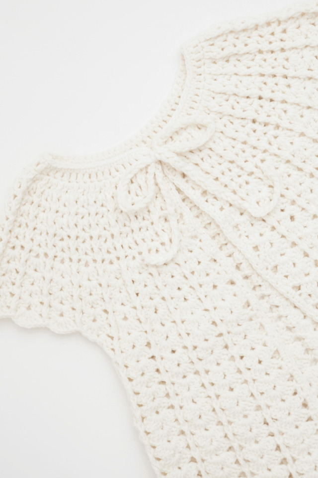Organik İplik Bebek Yeleği Ekru