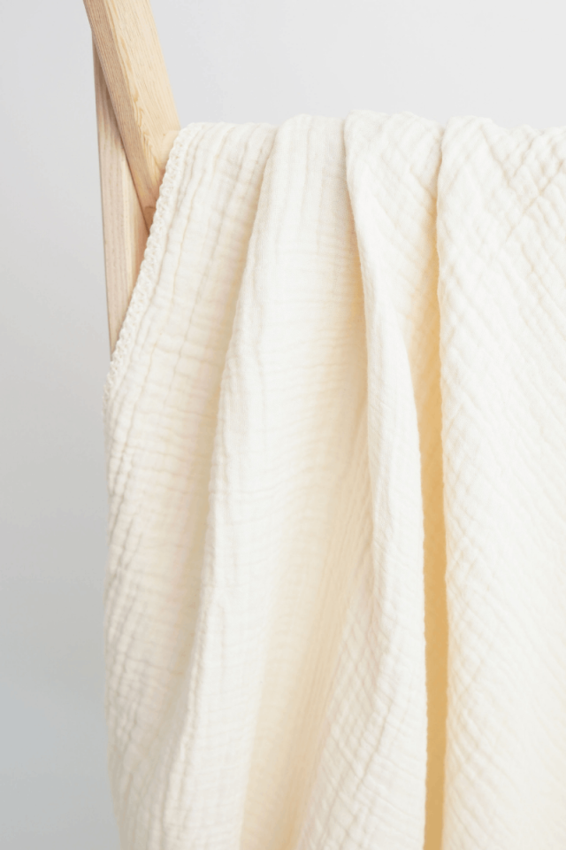 Çoban Dikişli 4 Katlı Müslin Battaniye Ekru