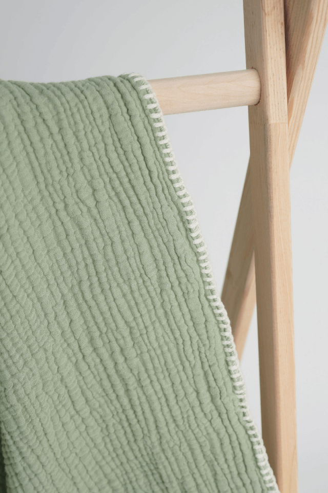 Çoban Dikişli 4 Katlı Müslin Battaniye Mint