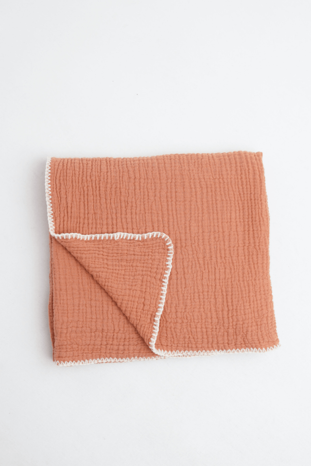 Çoban Dikişli 4 Katlı Müslin Battaniye Kiremit