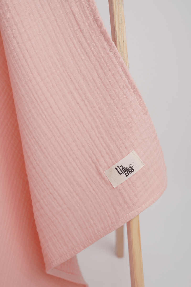 4 Katlı Organik Müslin Battaniye Pembe