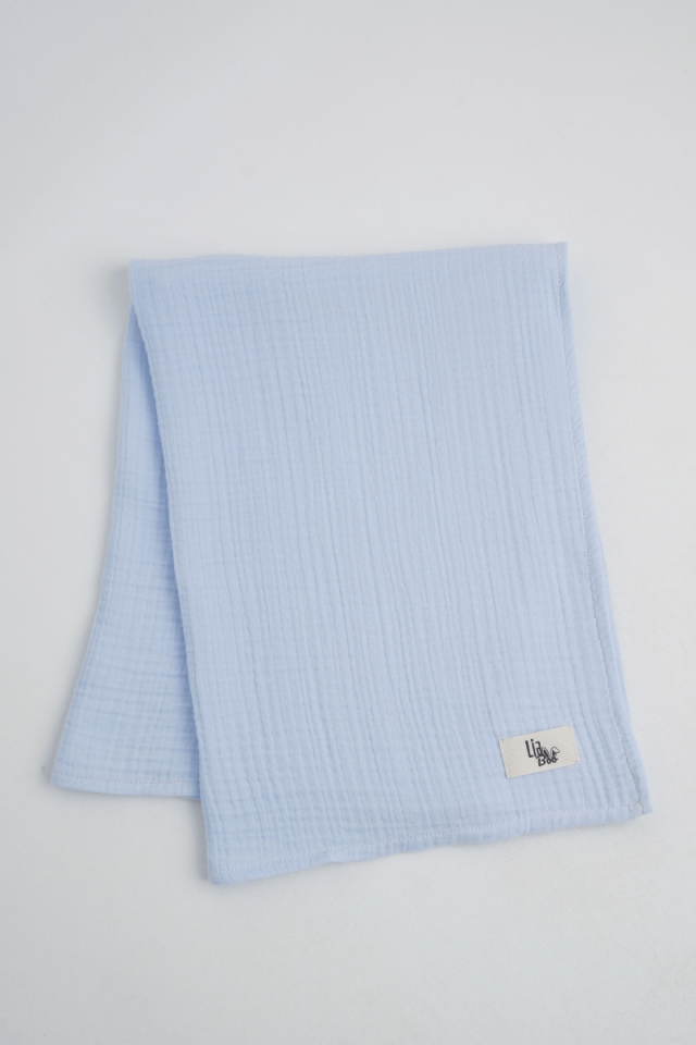 4 Katlı Organik Müslin Battaniye Mavi