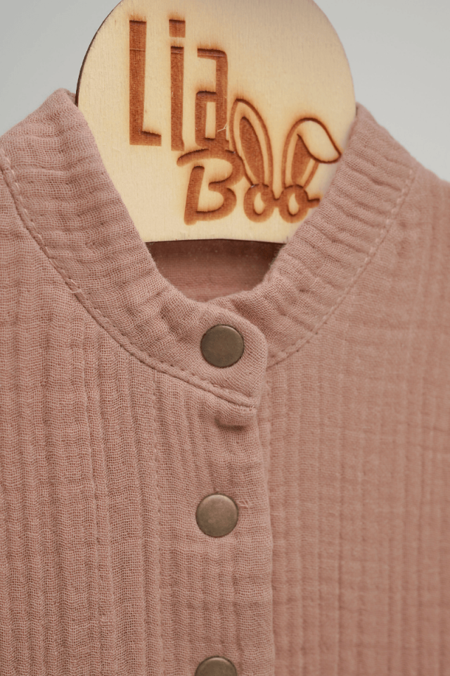 GOTS Sertifikalı 4 Katlı Kahverengi Müslin Tulum