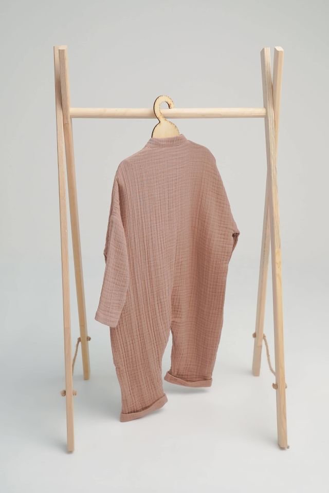 GOTS Sertifikalı 4 Katlı Kahverengi Müslin Tulum