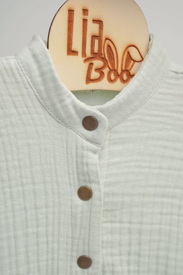 GOTS Sertifikalı 4 Katlı Mint Rengi Müslin Tulum