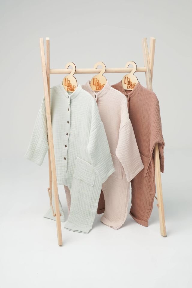 GOTS Sertifikalı 4 Katlı Mint Rengi Müslin Tulum