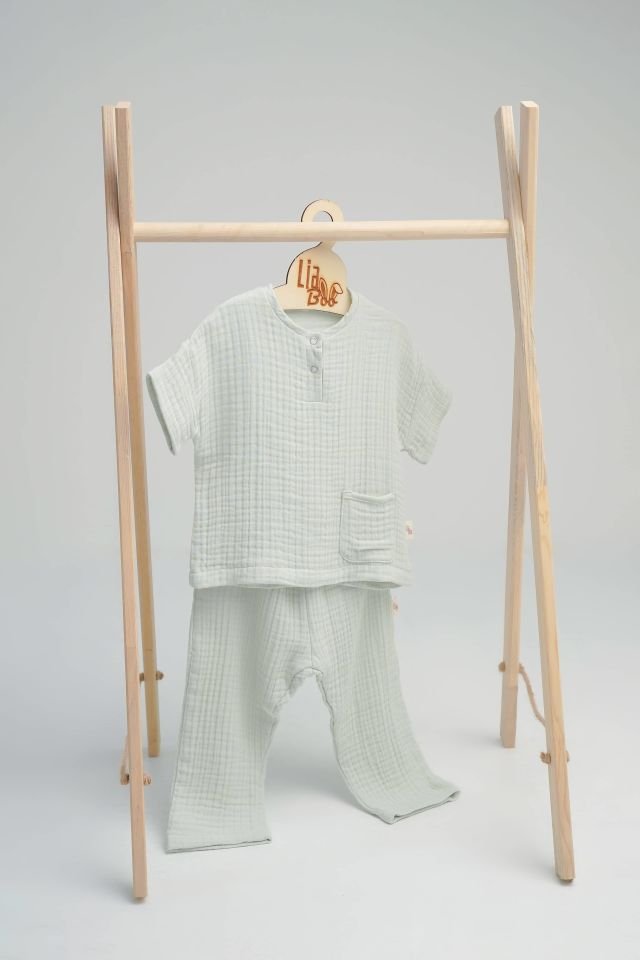 Organik Muslin Çocuk Alt Üst Takım Mint