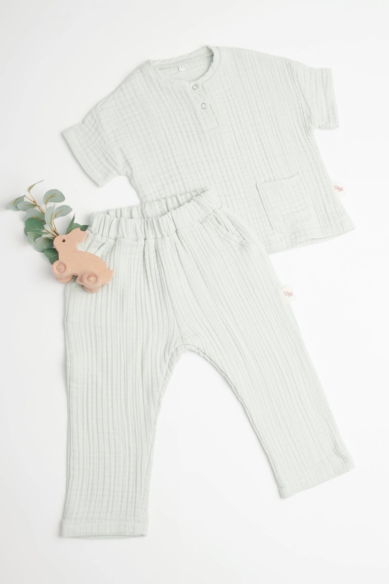 Organik Muslin Çocuk Alt Üst Takım Mint