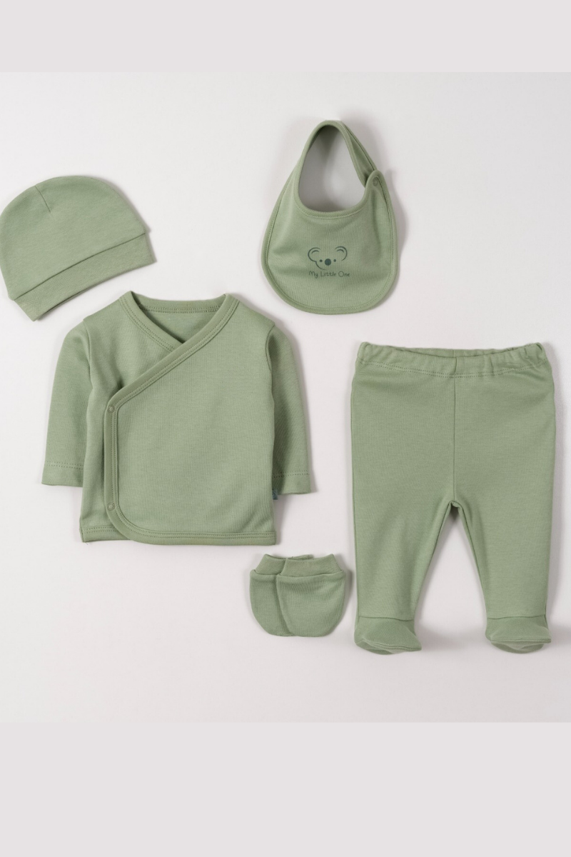 Organik Pamuk 5 Parça Hastane Çıkışı Yeşil