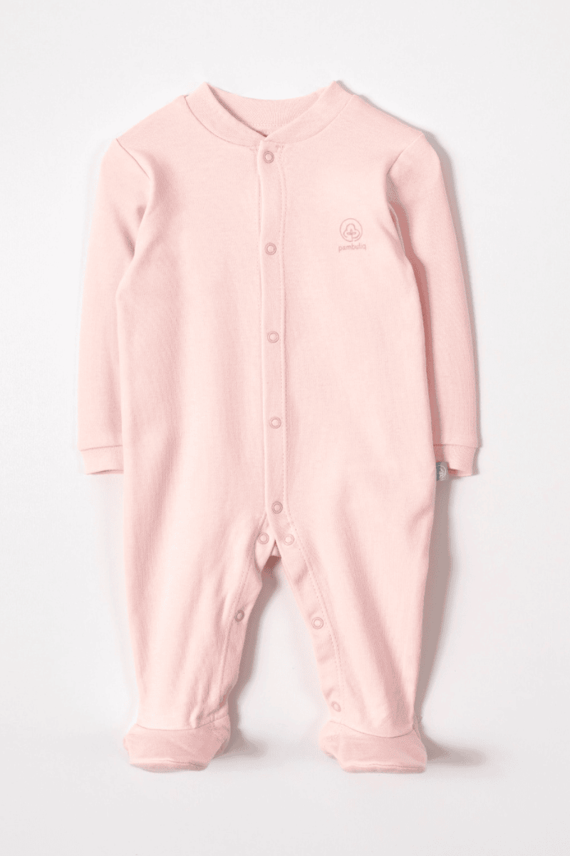 Organik Pamuk Patikli Bebek Tulumu Pembe