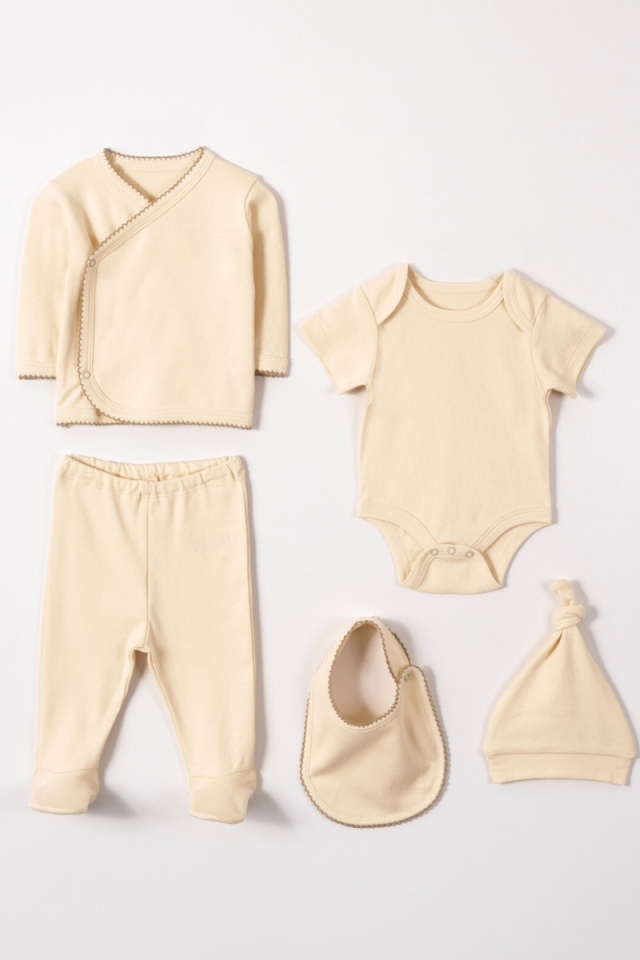 Organik Pamuk 5 Parça Zıbınlı Hastane Çıkışı