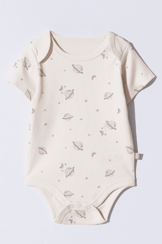 Organik Pamuk Uzay Desenli Çıtçıtlı Bebek Zıbını