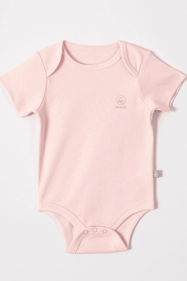 Organik Pamuk Çıtçıtlı Bebek Zıbını Pembe