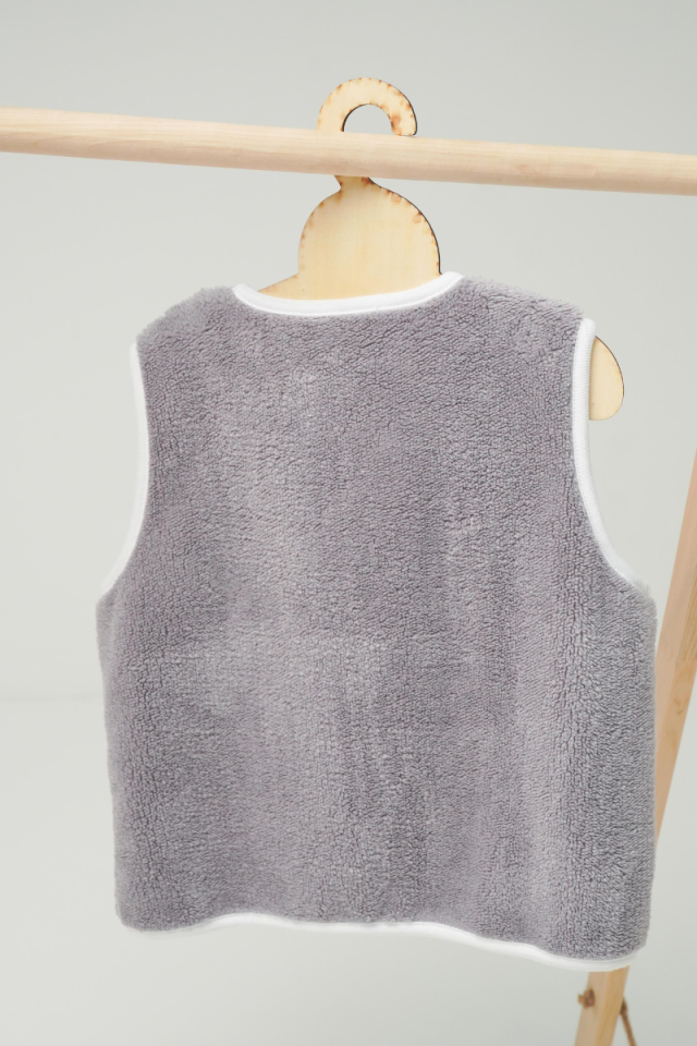 Wellsoft Peluş Bebek-Çocuk Yelek Gri