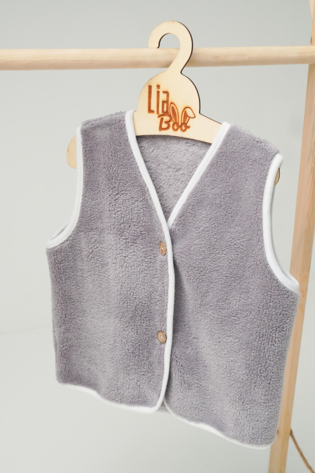 Wellsoft Peluş Bebek-Çocuk Yelek Gri